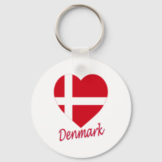 Denmark Flag Heart Keychain