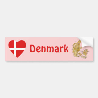 Denmark Flag Heart + Map Bumper Sticker