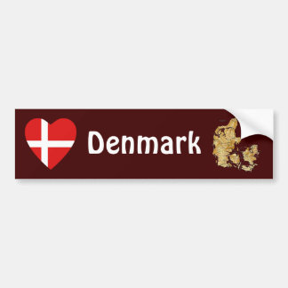 Denmark Flag Heart + Map Bumper Sticker