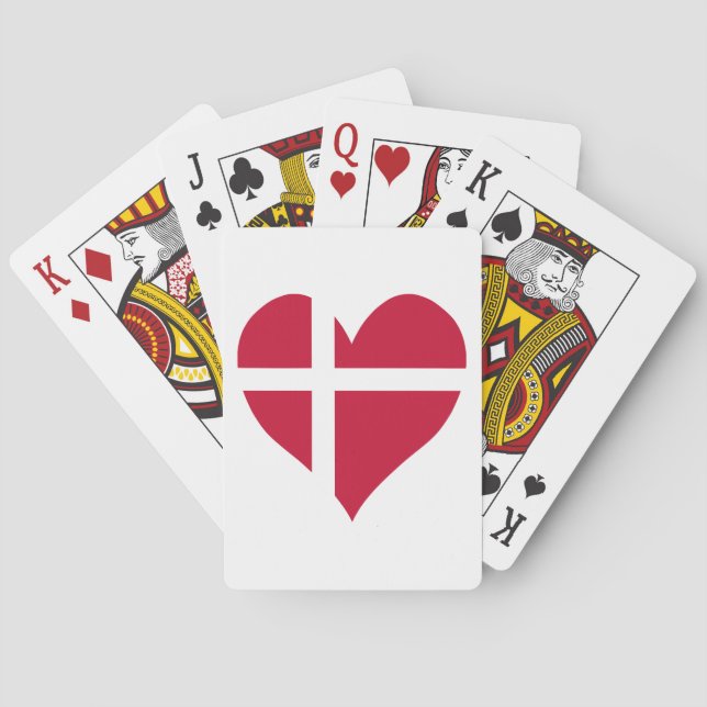 Denmark Flag Heart Poker Cards (Back)