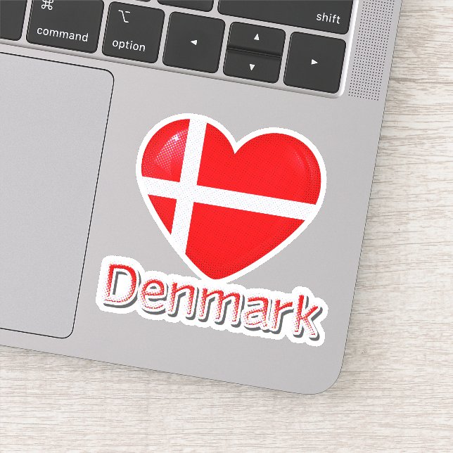Denmark Flag Heart Sticker (Detail)