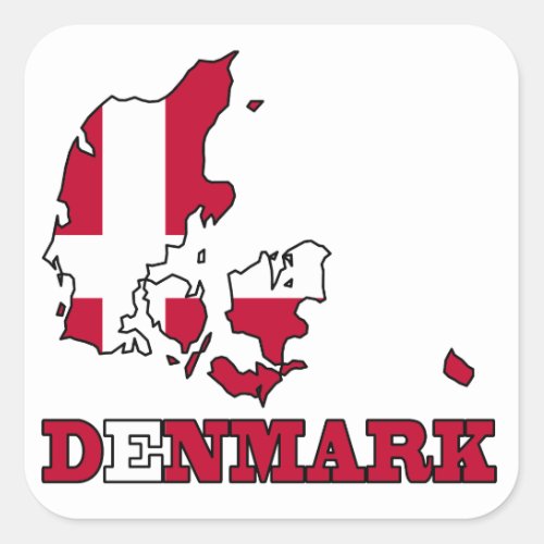 Denmark Flag in Map Square Sticker