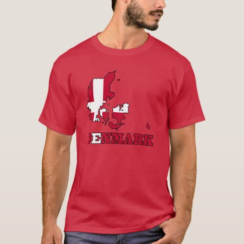 Denmark Flag in Map T_Shirt