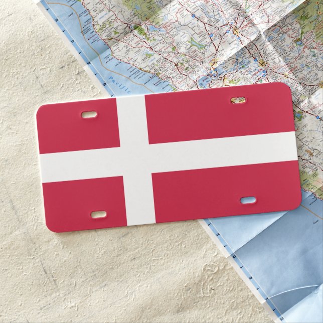 Denmark Flag License Plate (In Situ)