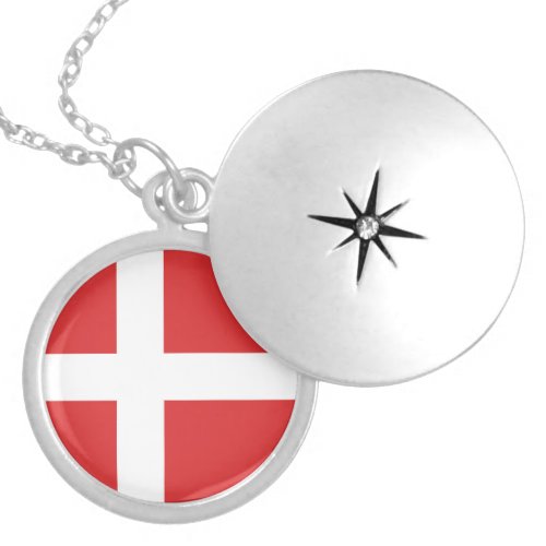 Denmark flag locket necklace