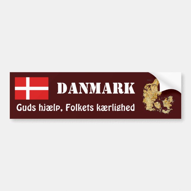 Denmark Flag + Map Bumper Sticker (Front)
