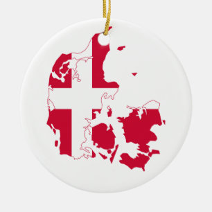 Denmark Flag Map Ceramic Ornament