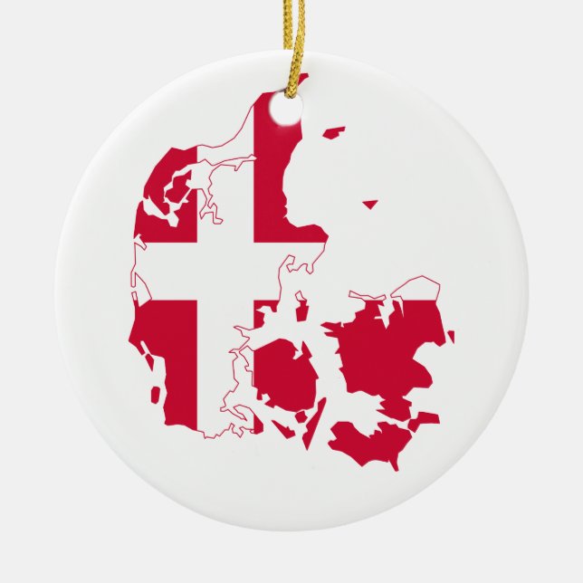 Denmark Flag Map Ceramic Ornament (Front)