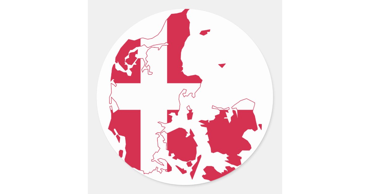 Denmark Flag Map Dk Classic Round Sticker Zazzle Com