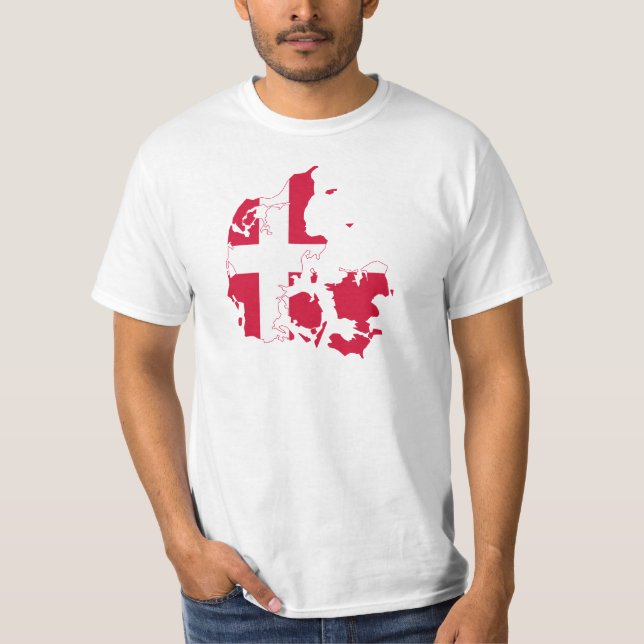 Denmark Flag map DK T-Shirt (Front)
