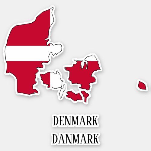 Denmark Flag Map Outline Sticker