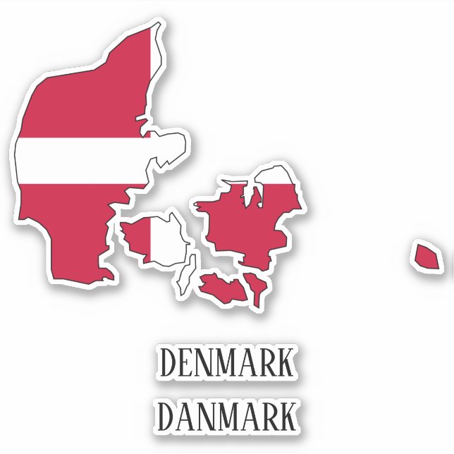 Denmark Flag Map Outline Sticker (Front)