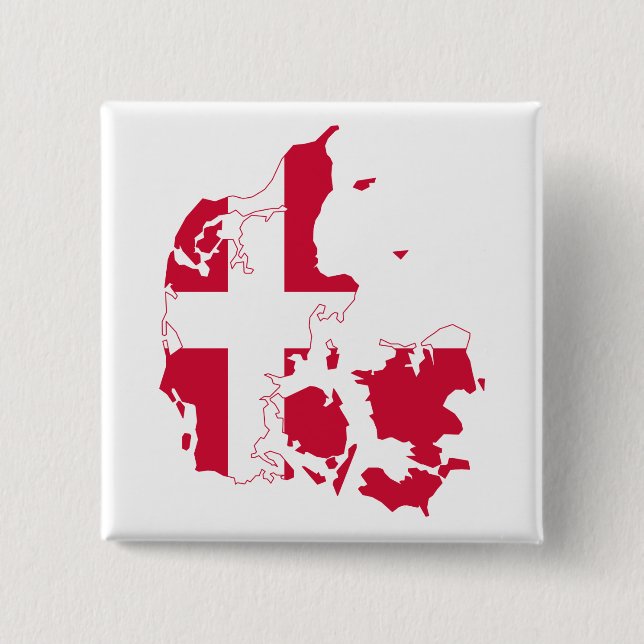 Denmark Flag Map Pinback Button (Front)