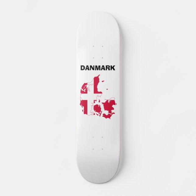 Denmark Flag Map Skateboard Deck (Front)