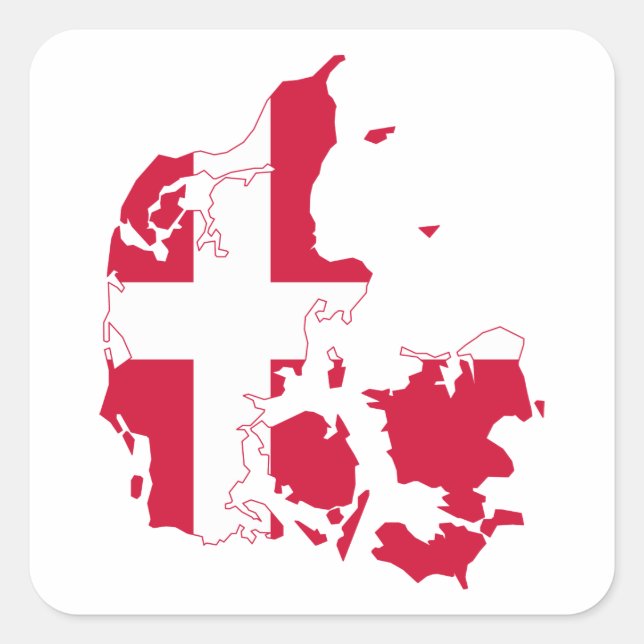 Denmark Flag Map Square Sticker (Front)