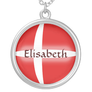 Denmark Flag + Name Necklace