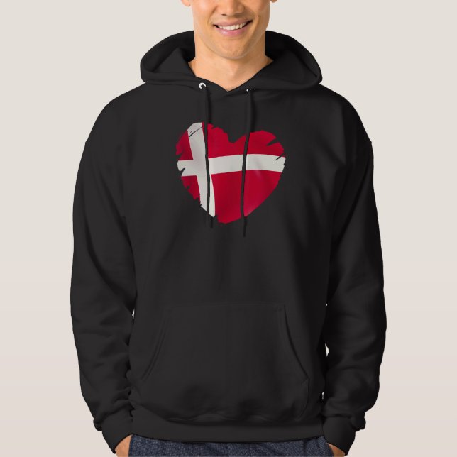 Denmark Flag On Shape Of Heart Denmark   Hoodie (Front)
