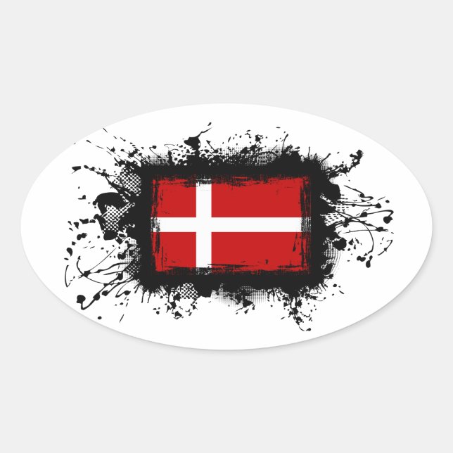 Denmark Flag Oval Sticker (Front)