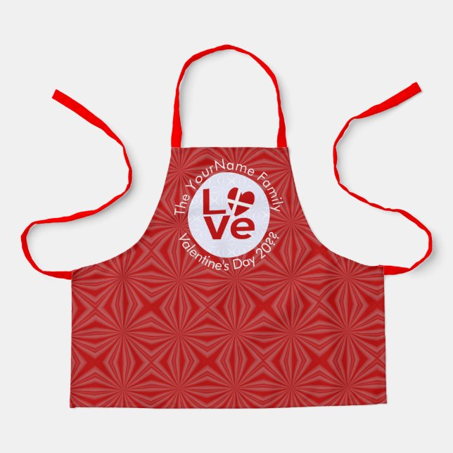Denmark Flag Red LOVE Personalized Kid's  Apron (Front)
