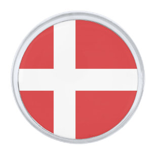 Denmark flag silver finish lapel pin
