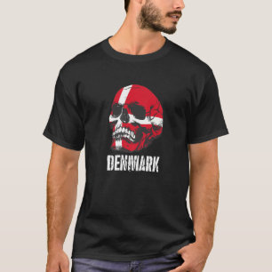 Denmark Flag Skull Danish Pride Patriotic T-Shirt