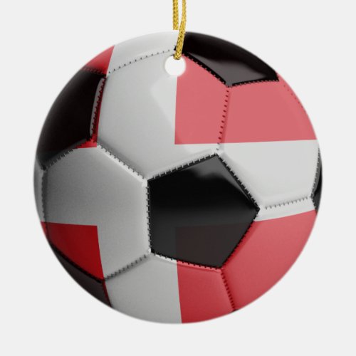 Denmark Flag Soccer Ball Ceramic Ornament