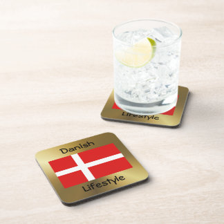 Denmark Flag+Text Coaster