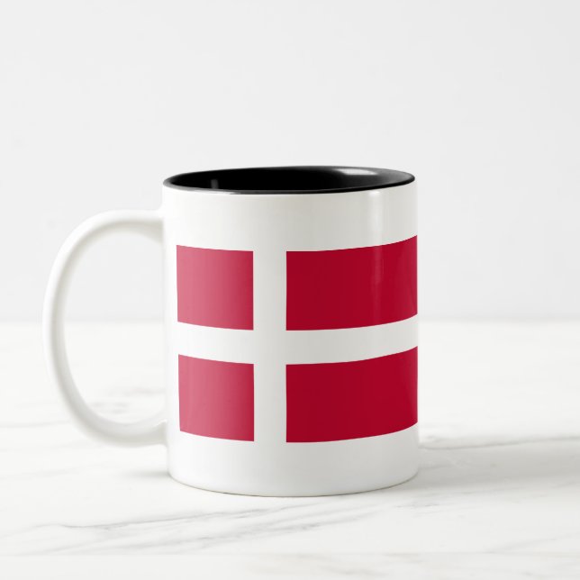 Denmark Flag Two-Tone Coffee Mug (Left)