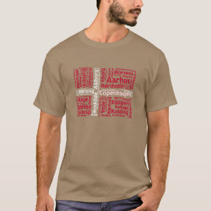 Denmark Flag with City Names Word Art retro T-Shirt