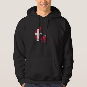 Denmark flag with Danish map distressed Hoodie