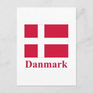 Denmark Flag with Name in Danish Postcard