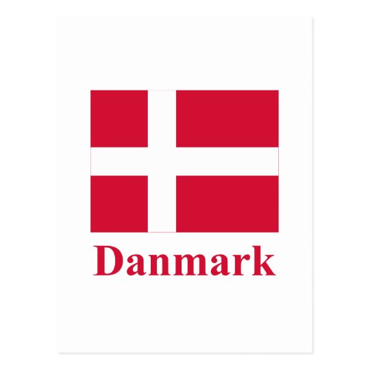 Denmark Flag with Name in Danish Postcard