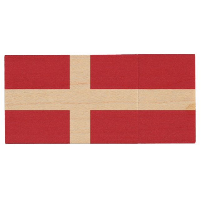 Denmark Flag Wood Flash Drive (Front)