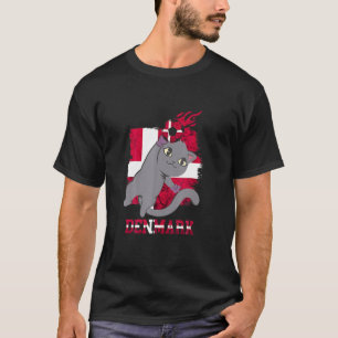 Denmark Football Danes Cat Denmark Flag Dansk Dani T-Shirt