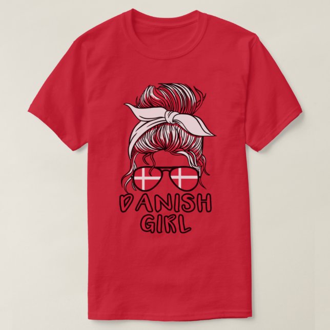 Denmark Girl football World Cup Danish flag Danmar T-Shirt (Design Front)