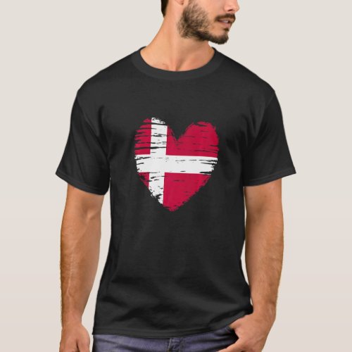 Denmark Heart Danish Flag Danish Pride T_Shirt