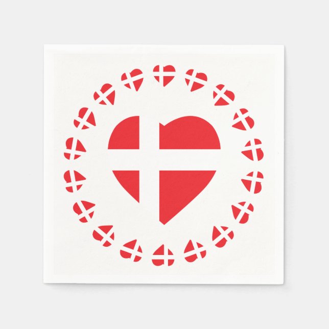 DENMARK HEART SHAPE FLAG NAPKINS (Front)