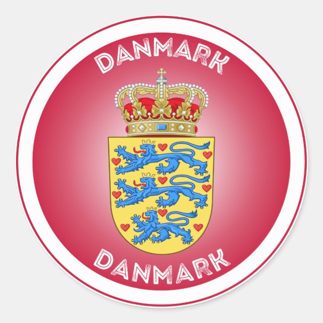Denmark Heritage Emblem Classic Round Sticker (Front)