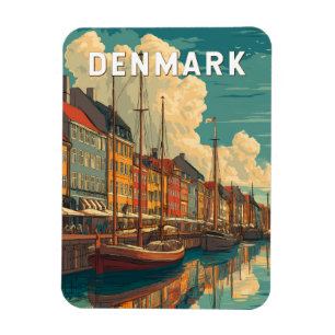 Denmark Illustration Travel Art Vintage Magnet