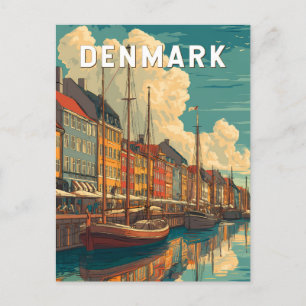 Denmark Illustration Travel Art Vintage Postcard