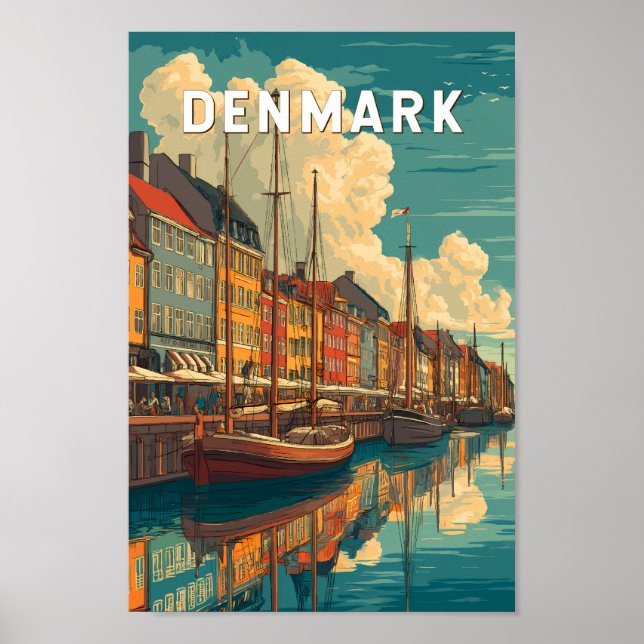Denmark Illustration Travel Art Vintage Poster (Front)