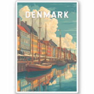 Denmark Illustration Travel Art Vintage Sticker