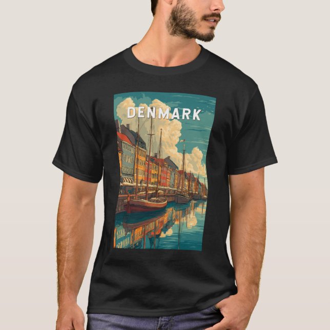 Denmark Illustration Travel Art Vintage T-Shirt (Front)