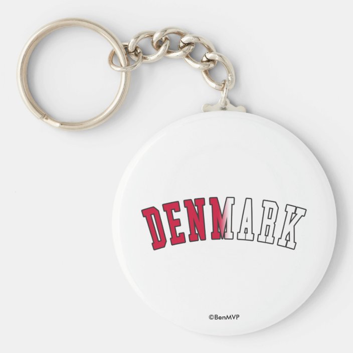 Denmark in National Flag Colors Keychain