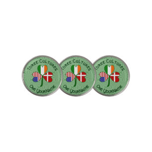 Denmark Ireland USA Shamrock Flag Personalized Golf Ball Marker