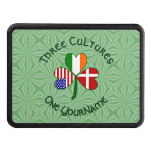 Denmark Ireland USA Shamrock Flag Personalized Hitch Cover
