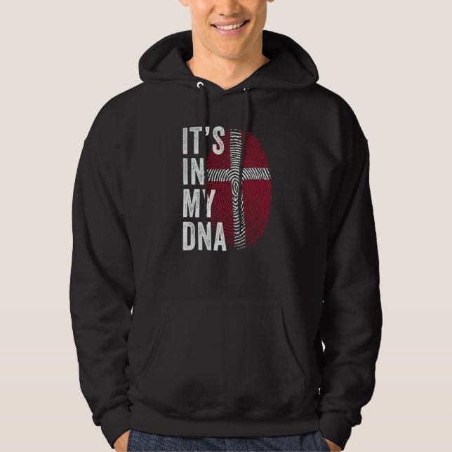 Denmark It's In My DNA Cute Danish Fingerprint Fla Hoodie (Front)