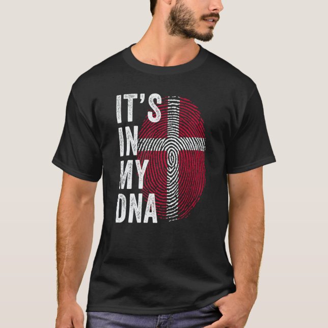 Denmark It's In My DNA Cute Danish Fingerprint Fla T-Shirt (Front)