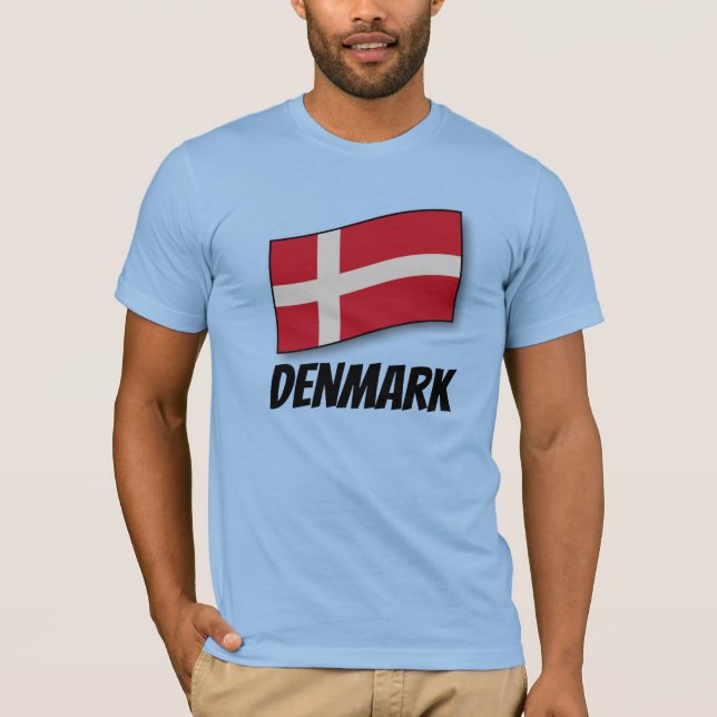 Denmark, labeled flag, T-Shirt (Front)