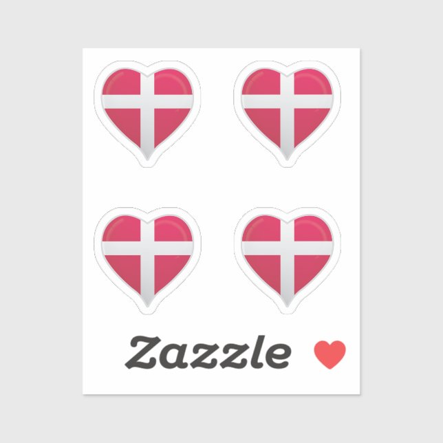 Denmark love flag pride heart sticker (Sheet)